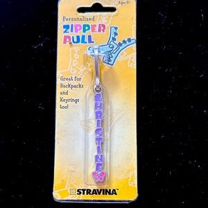 Stravina Personalized Zipper Pull with Purple and Pink Accents vintage